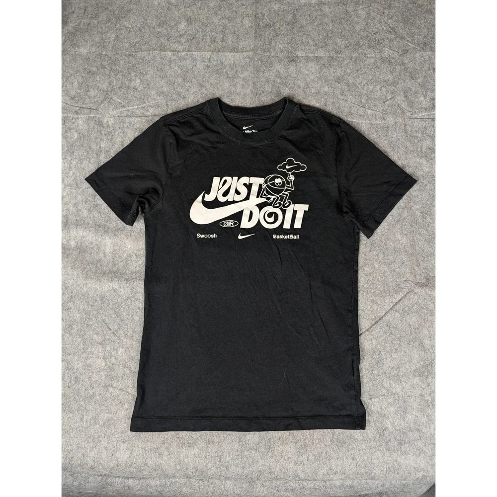Nike Just Do It Basketball Graphic T-Shirt‎ Black Short Sleeve Swoosh Tee 3535
